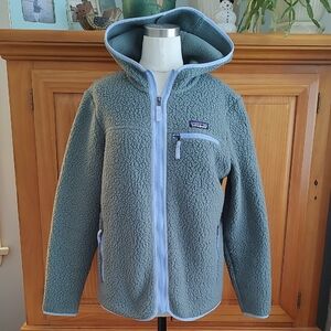 Women's Retro Pile Fleece Hoodie Greenish Gray Patagonia